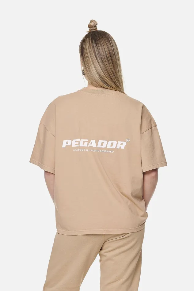 Women Pegador Tees Arendal Logo Heavy Oversized Tee Washed Safari Sand White