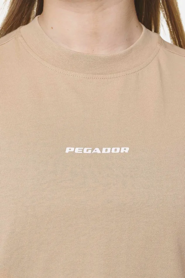 Women Pegador Tees Arendal Logo Heavy Oversized Tee Washed Safari Sand White Women Pegador Tees Arendal Logo Heavy Oversized Tee Washed Safari Sand White