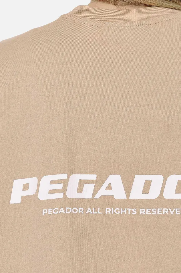 Women Pegador Tees Arendal Logo Heavy Oversized Tee Washed Safari Sand White Women Pegador Tees Arendal Logo Heavy Oversized Tee Washed Safari Sand White