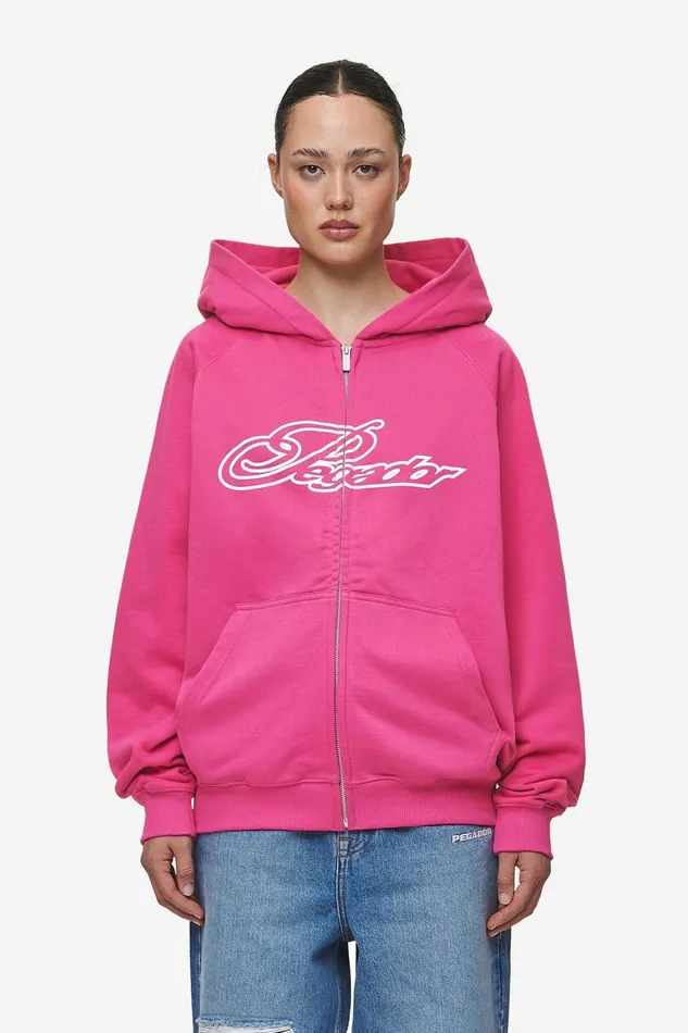 Women Pegador Zip Hoodies Anna Oversized Sweat Jacket Washed Digital Pink