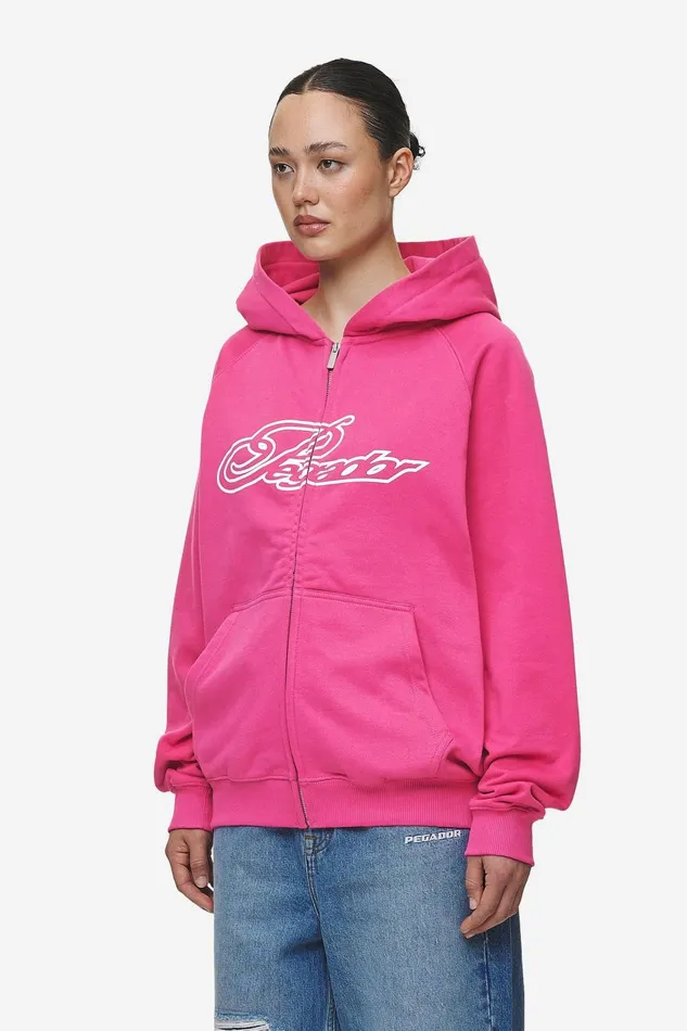 Women Pegador Zip Hoodies Anna Oversized Sweat Jacket Washed Digital Pink Women Pegador Zip Hoodies Anna Oversized Sweat Jacket Washed Digital Pink