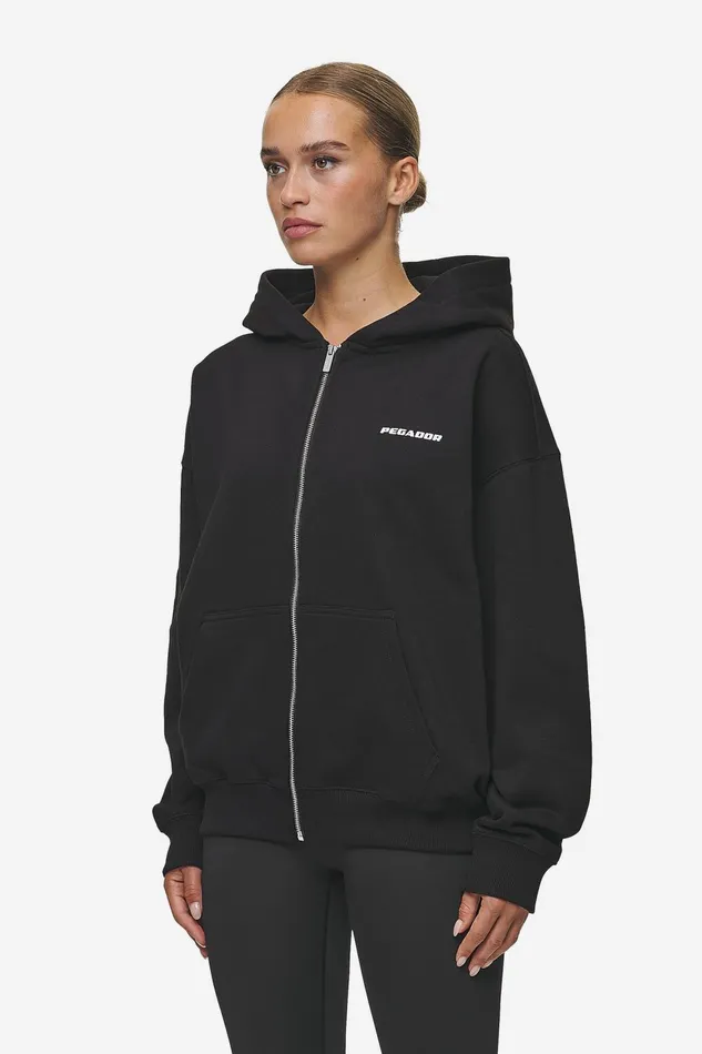 Women Pegador Zip Hoodies Clarita Oversized Sweat Jacket Black White Gum Women Pegador Zip Hoodies Clarita Oversized Sweat Jacket Black White Gum