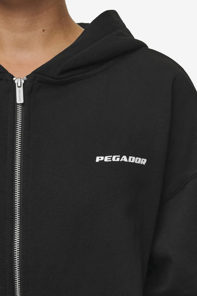 Women Pegador Zip Hoodies Clarita Oversized Sweat Jacket Black White Gum Women Pegador Zip Hoodies Clarita Oversized Sweat Jacket Black White Gum