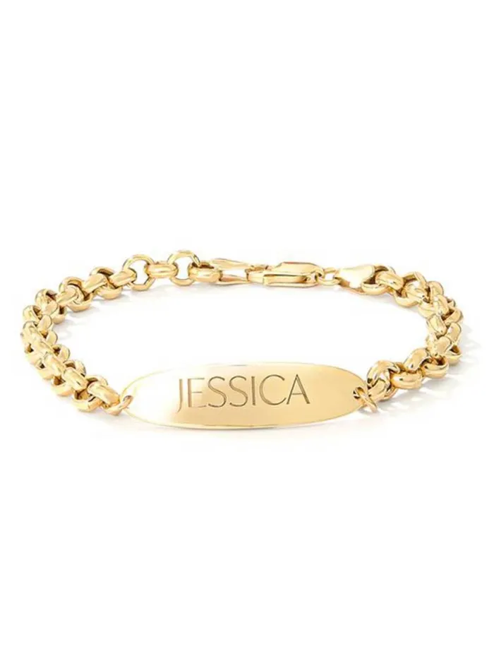 Women Personalized ID Bracelet In 18K Yellow Gold Jessica Simpson Bracelets