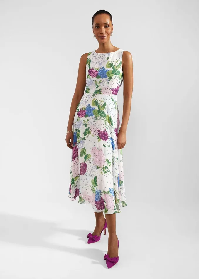 Women Petite Carly Floral Dress Ivory Multi Hobbs Dresses and Jumpsuits