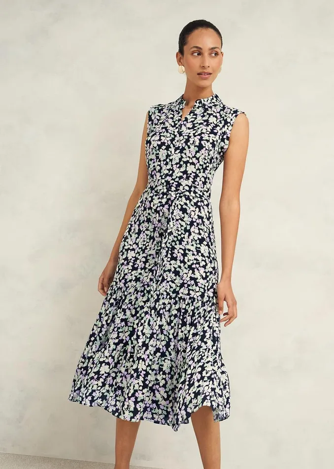 Women Petite Esme Dress Navy Multi Hobbs Dresses and Jumpsuits