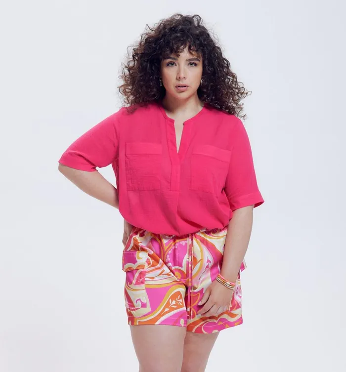 Women Plain Cotton Blouse 8211 Coral Promod Shirts And Tunics