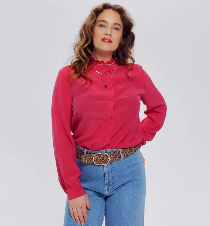 Women Plain Pure Silk Shirt 8211 Pink Promod Shirts And Tunics