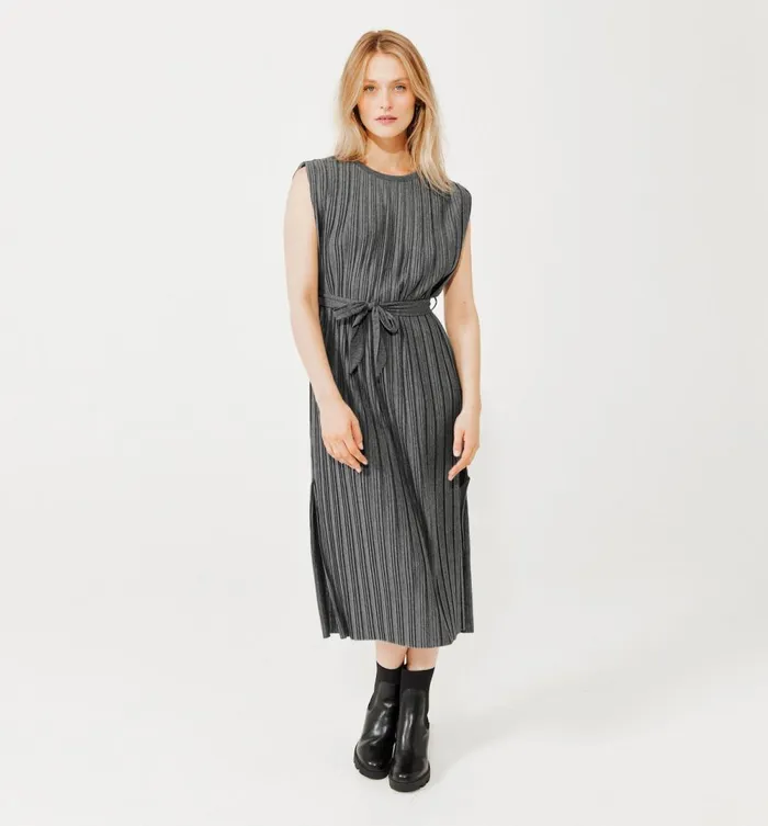 Women Pleat Jersey Dress 8211 Dark Grey Promod Dresses