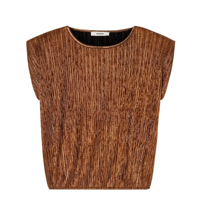 Women Pleated Top With Pad Shoulders 8211 Copper Promod Tops Women Pleated Top With Pad Shoulders 8211 Copper Promod Tops