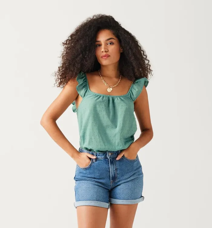 Women Plumetis Cotton Top 8211 Opaline Promod Tops
