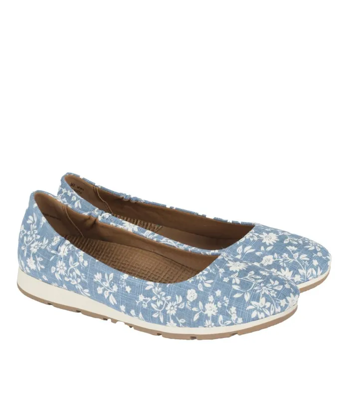 Women Prim Slip On Bluewhite Flower Canvas Baretraps Flats and Loafers