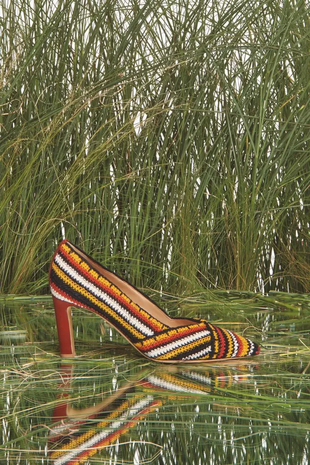 Women Pumps Gabriela Hearst Azalea High Heel Pump In Rust Multi Crochet