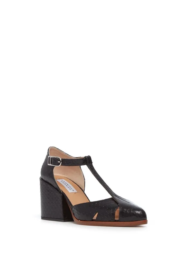 Women Pumps Gabriela Hearst Hawes TStrap Heel In Black Snakeskin