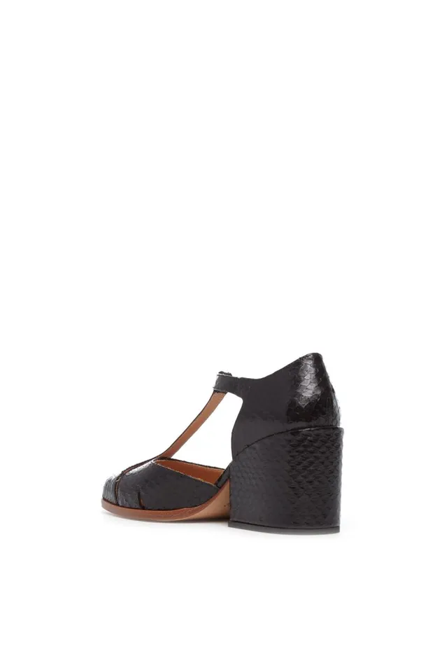 Women Pumps Gabriela Hearst Hawes TStrap Heel In Black Snakeskin