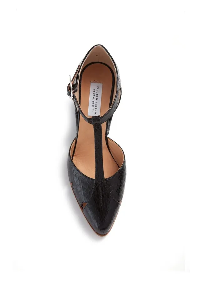 Women Pumps Gabriela Hearst Hawes TStrap Heel In Black Snakeskin