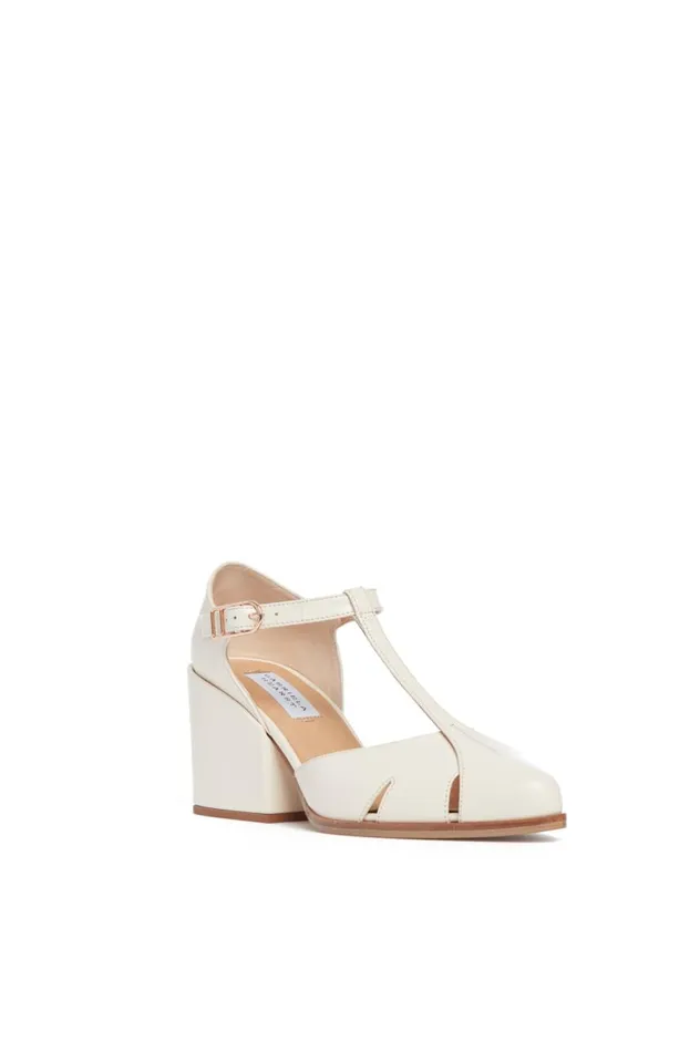 Women Pumps Gabriela Hearst Hawes TStrap Heel In Cream Leather