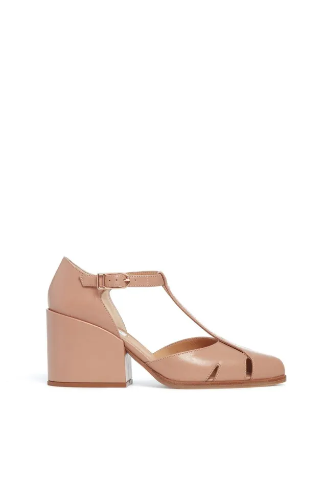 Women Pumps Gabriela Hearst Hawes TStrap Heel In Dark Camel Leather