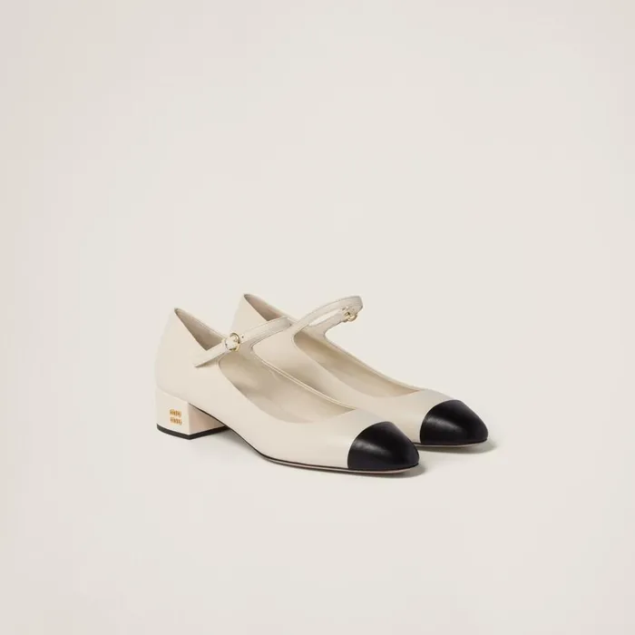 Women Pumps Miu Miu Twotone Leather Pumps Ivoryblack