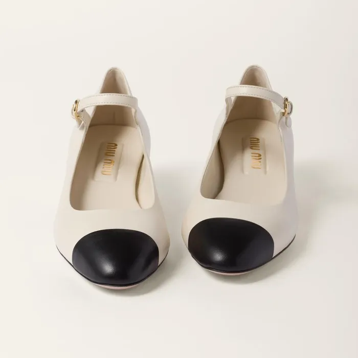 Women Pumps Miu Miu Twotone Leather Pumps Ivoryblack Women Pumps Miu Miu Twotone Leather Pumps Ivoryblack