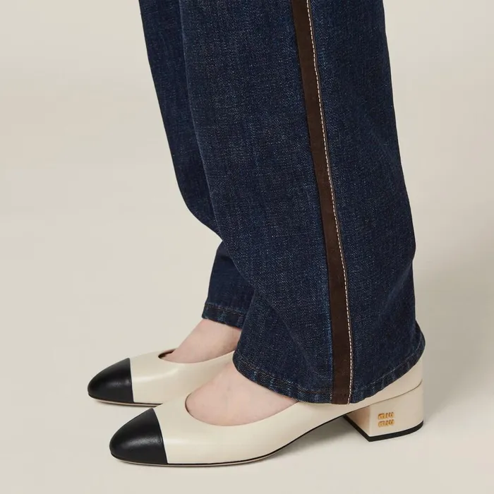 Women Pumps Miu Miu Twotone Leather Pumps Ivoryblack Women Pumps Miu Miu Twotone Leather Pumps Ivoryblack