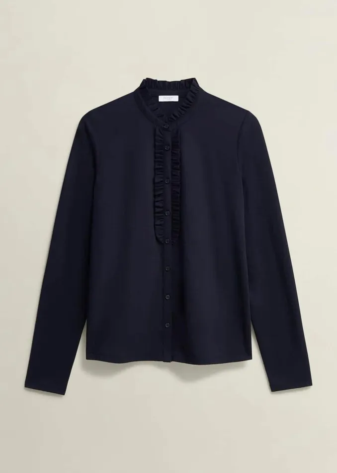 Women Ramona Cotton Blend Collared Top Hobbs Navy Hobbs Tops