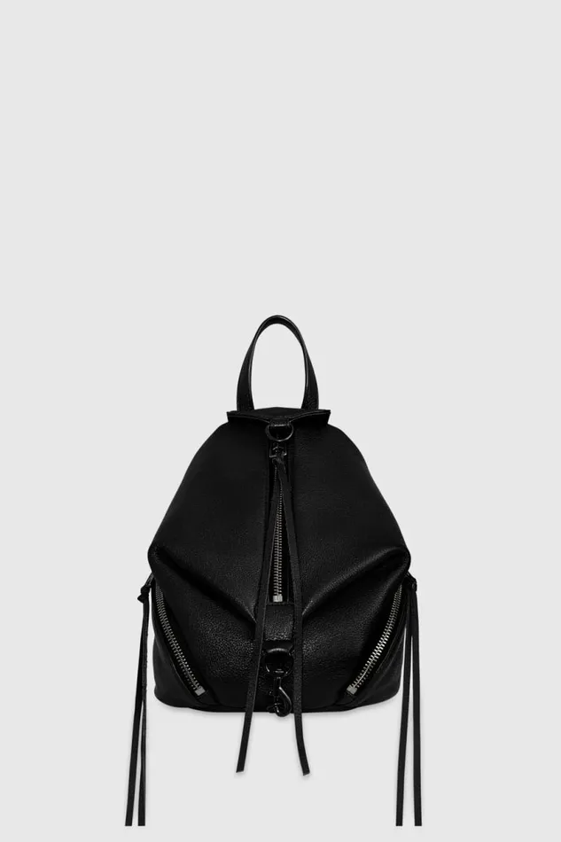 Women Rebecca Minkoff Backpacks Convertible Mini Julian Backpack Blackblack Shellac