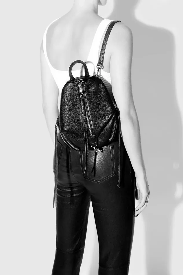Women Rebecca Minkoff Backpacks Convertible Mini Julian Backpack Blackblack Shellac