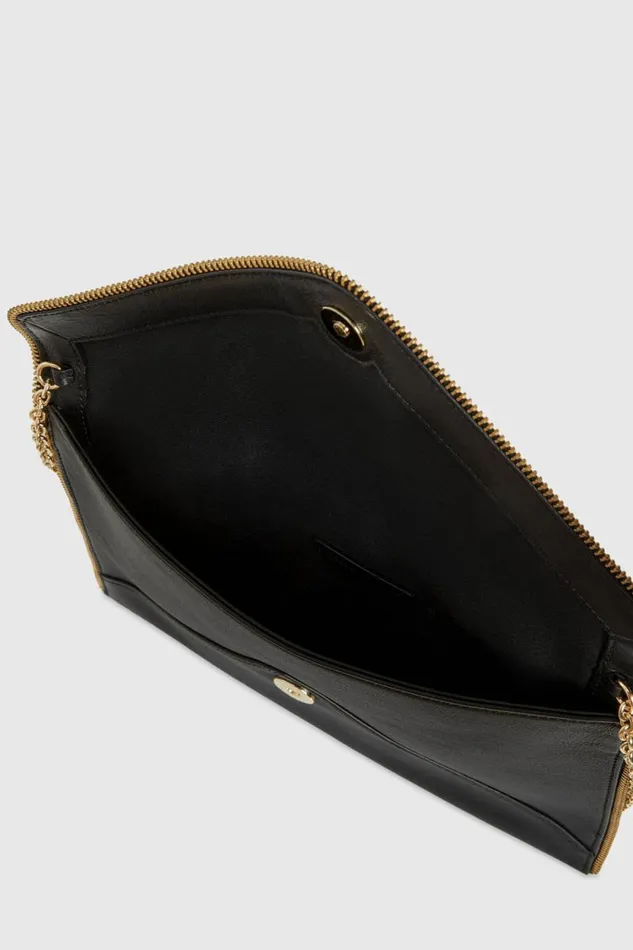 Women Rebecca Minkoff Clutches Leo Clutch With Chain Strap Black Women Rebecca Minkoff Clutches Leo Clutch With Chain Strap Black