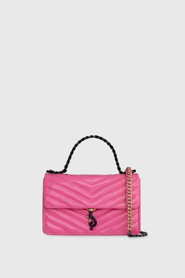 Women Rebecca Minkoff Crossbody Bags Edie Mini Crossbody On A Chain Hot Pink