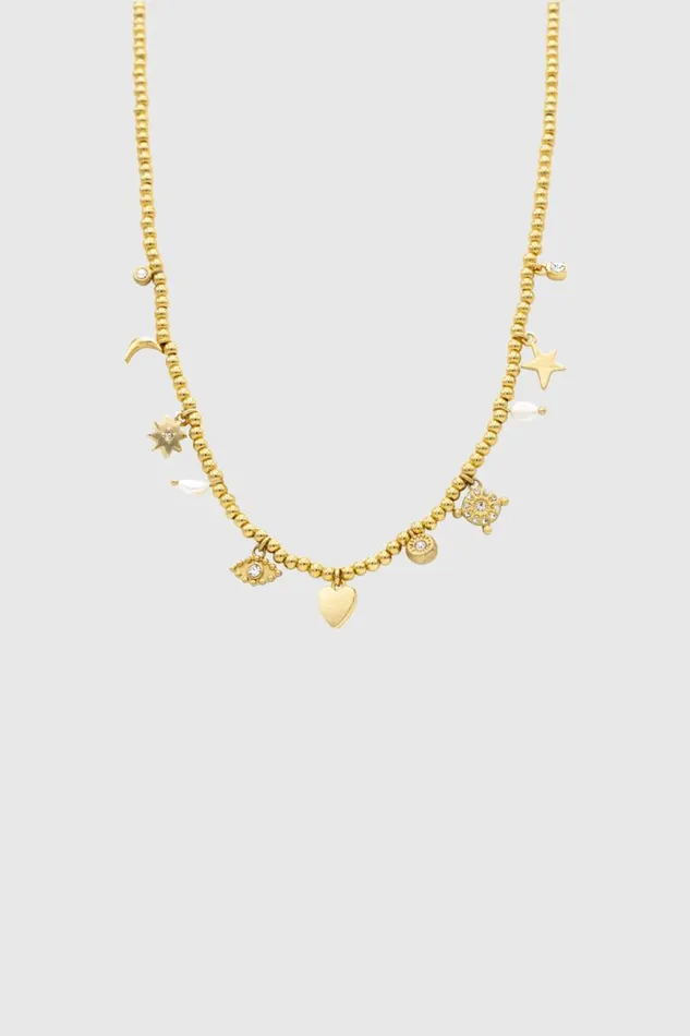 Women Rebecca Minkoff Jewelry Celestial Hearts and Crystal Charm Beaded Necklace