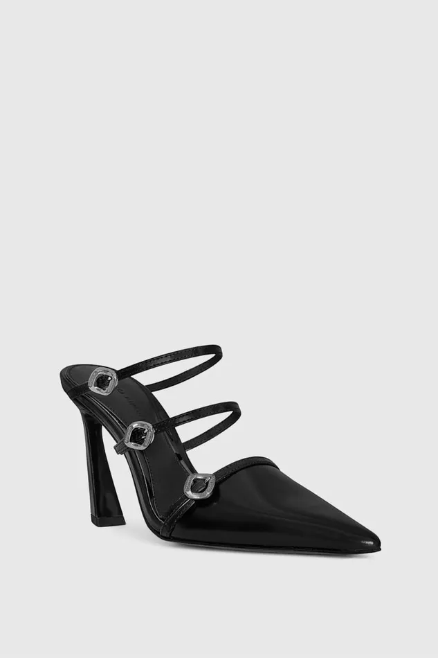 Women Rebecca Minkoff Shoes Buckle Heeled Mule Black Women Rebecca Minkoff Shoes Buckle Heeled Mule Black