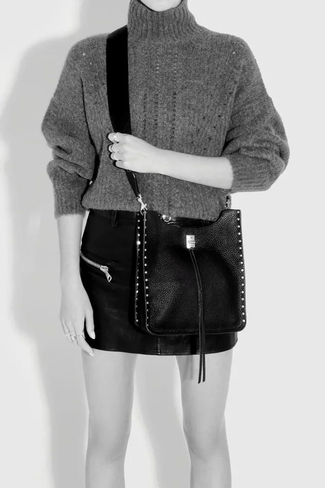 Women Rebecca Minkoff Shoulder Bags Darren Medium Feed Black Women Rebecca Minkoff Shoulder Bags Darren Medium Feed Black