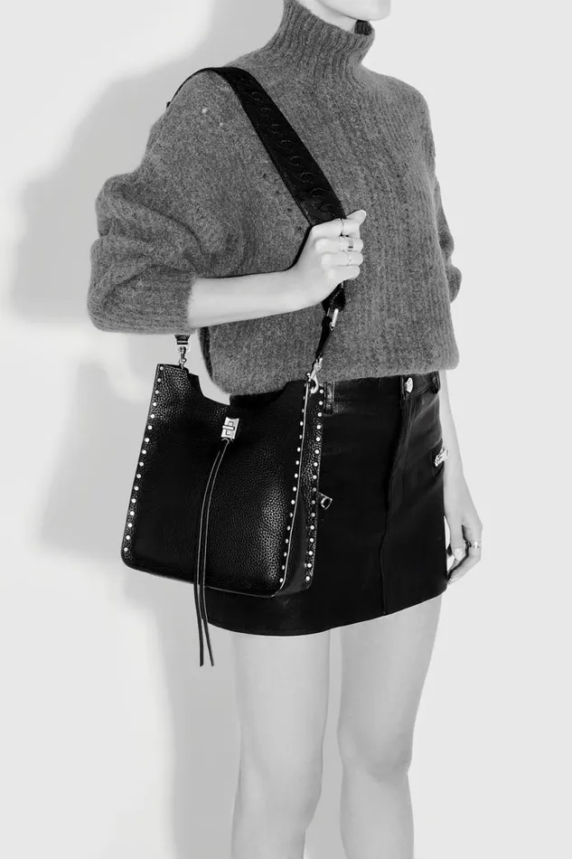 Women Rebecca Minkoff Shoulder Bags Darren Medium Feed Black Women Rebecca Minkoff Shoulder Bags Darren Medium Feed Black