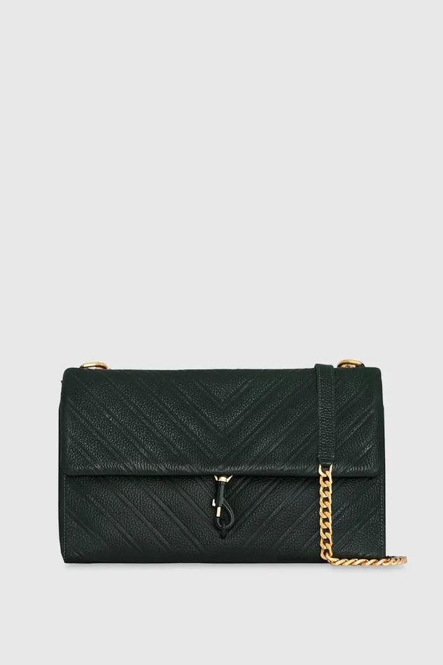 Women Rebecca Minkoff Shoulder Bags Edie Embossed Large Shoulder Dark Envy