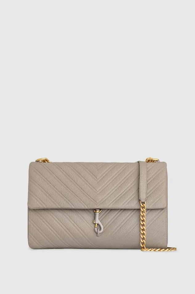 Women Rebecca Minkoff Shoulder Bags Edie Embossed Large Shoulder Oyster