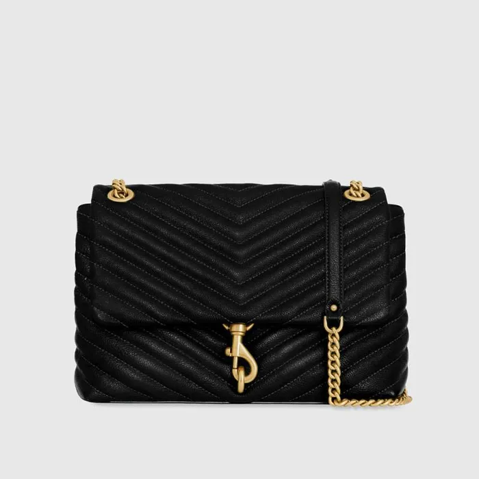 Women Rebecca Minkoff Shoulder Bags Edie Flap Shoulder Bag Blackantique Brass Women Rebecca Minkoff Shoulder Bags Edie Flap Shoulder Bag Blackantique Brass