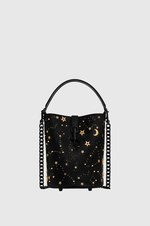 Women Rebecca Minkoff Top Handle Bags Edie Top Handle Bucket With Celestial Blackcelestial