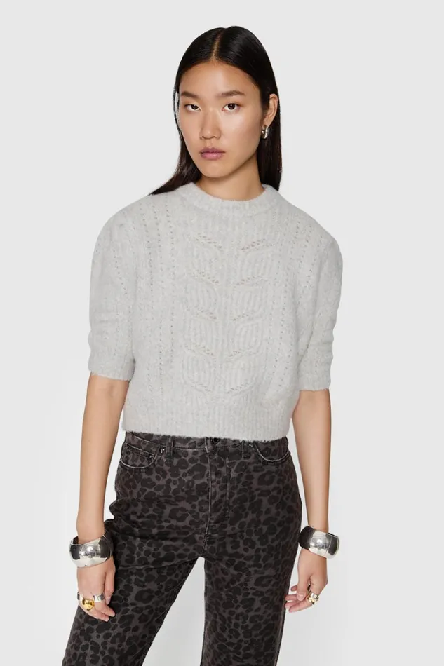 Women Rebecca Minkoff Tops Campbell Puff Sweater Stone