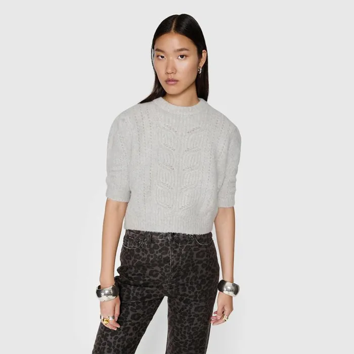 Women Rebecca Minkoff Tops Campbell Puff Sweater Stone Women Rebecca Minkoff Tops Campbell Puff Sweater Stone