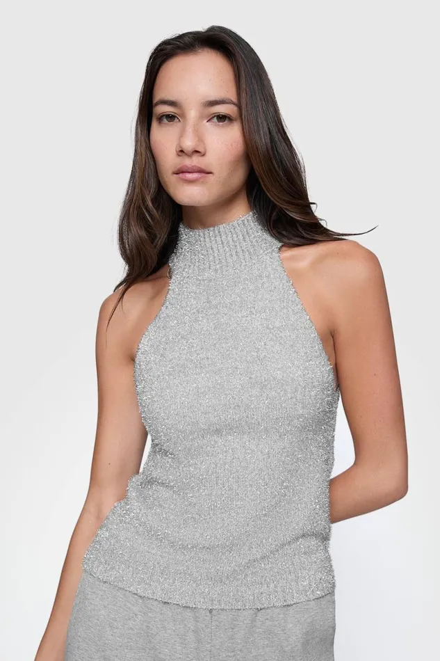 Women Rebecca Minkoff Tops Sage Lurex Halter Silver