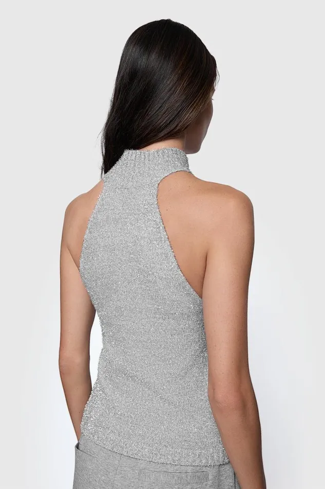 Women Rebecca Minkoff Tops Sage Lurex Halter Silver Women Rebecca Minkoff Tops Sage Lurex Halter Silver