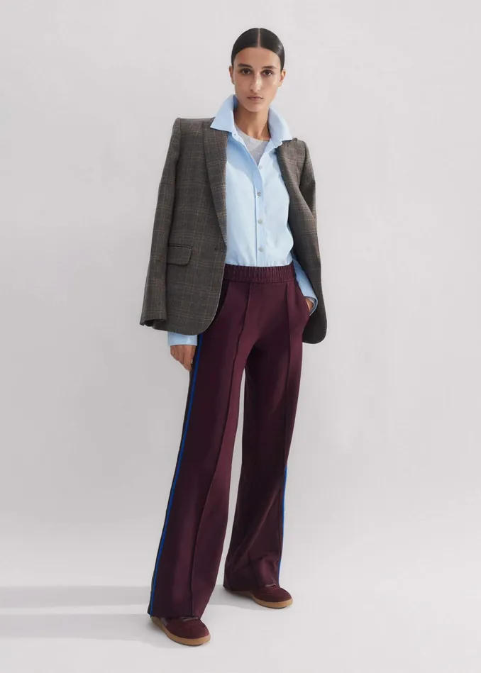 Women RegularLength Convertible Side Stripe Pant Deep Merlotsapphirecharcoal MEEM