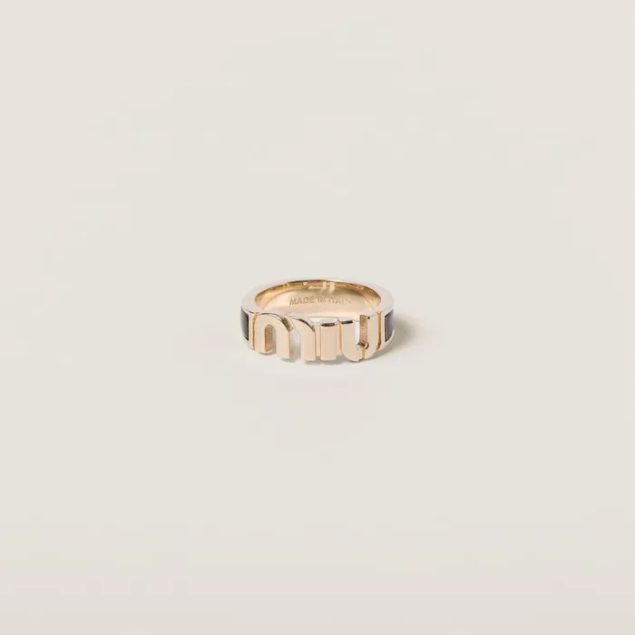 Women Rings And Brooches Miu Miu Enameled Metal Ring Black