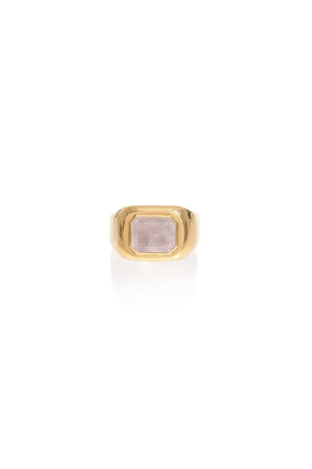 Women Rings Gabriela Hearst Large Ring In 18K Gold and Rose Quartz