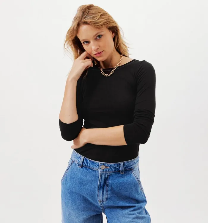 Women RoundNeck Top 8211 Black Promod Tops