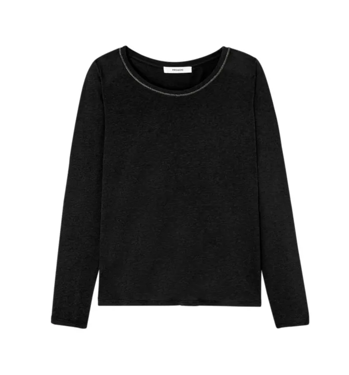 Women RoundNeck Top 8211 Black Promod Tops Women RoundNeck Top 8211 Black Promod Tops