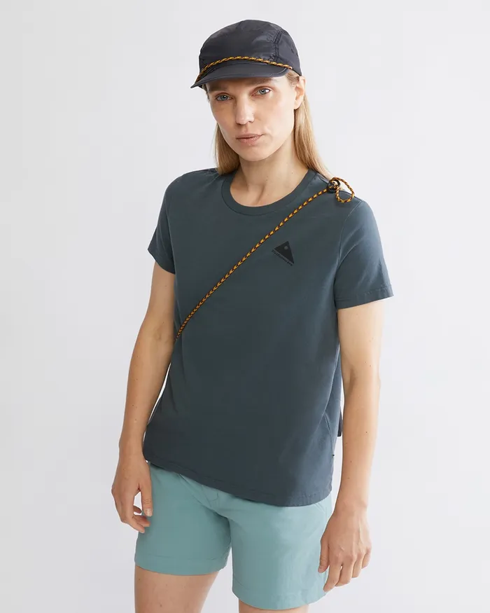 Women Runa Nomad Organic Cotton Short Sleeve Tee Thistle Blue Klttermusen TShirts