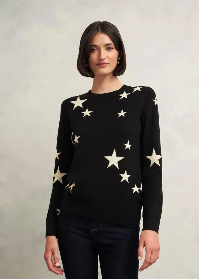 Women Samira Star Jumper With Cashemre Black Ivory Hobbs Jumpers and Cardigans