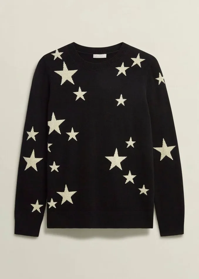Women Samira Star Jumper With Cashemre Black Ivory Hobbs Jumpers and Cardigans